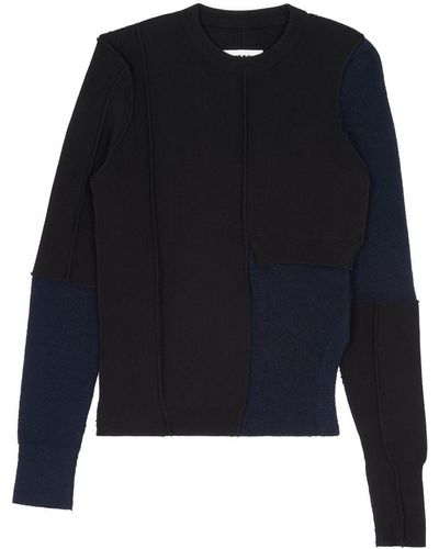 MM6 by Maison Martin Margiela Stitch-detail Crew-neck Sweater - Black