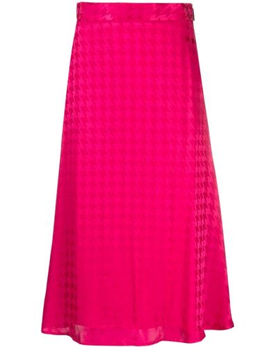 MSGM Houndstooth-jacquard Flared Midi Skirt - Pink