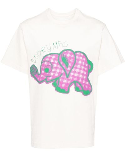 STORY mfg. Ele Organic-cotton T-shirt - Pink