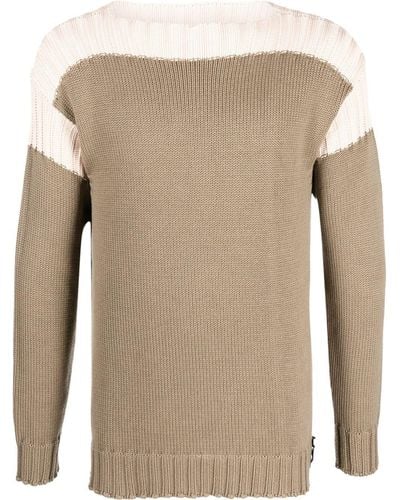 Fendi Two-tone Intarsia-knit Sweater - Natural