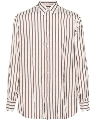 Lardini Striped Silk Shirt - Natural