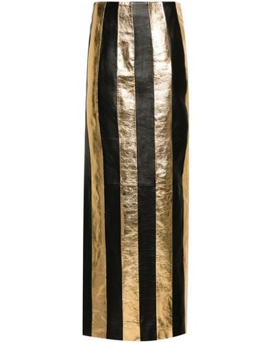 Moschino Striped Leather Maxi Skirt - Metallic