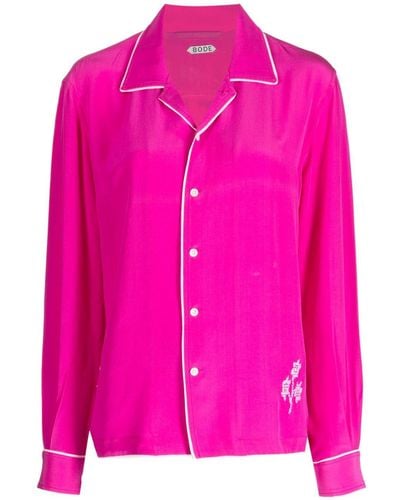 Bode Shadow Jasmine Silk Pyjama Top - Pink