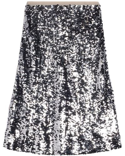 Ami Paris Sequin-embellished Silk Midi Skirt - Black