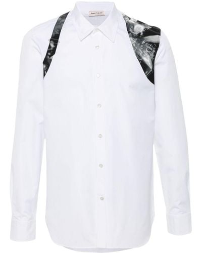 Alexander McQueen Harness Hemd mit Wax Flower-Print - Weiß