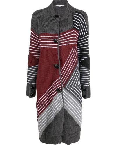 Stella McCartney S By S 3d Striped Virgin Wool Cardi-coat - Red