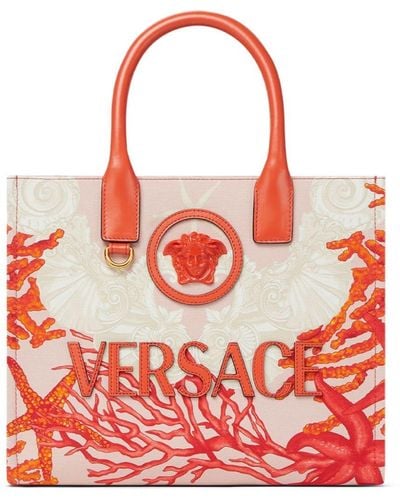 Versace La Medusa Canvas Tote Bag - Red