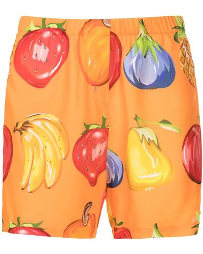 Amir Slama Fruit-print Elasticated-waistband Shorts - Orange