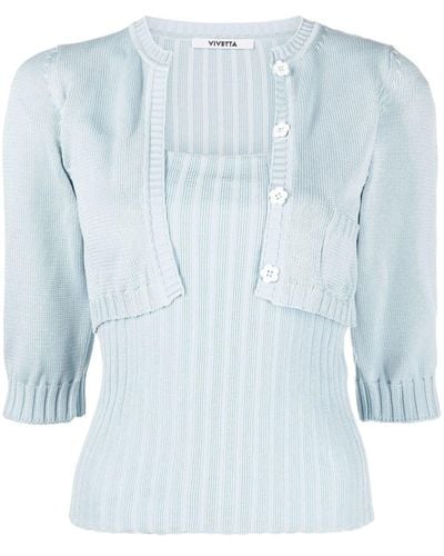 Vivetta Ribbed-knit Two-piece Sweater - Blue