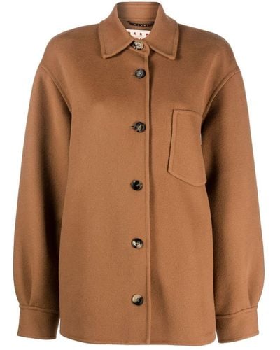 Marni Manteau en laine à simple boutonnage - Marron