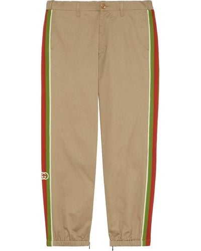Gucci Cotton Pants With Stripes - Natural