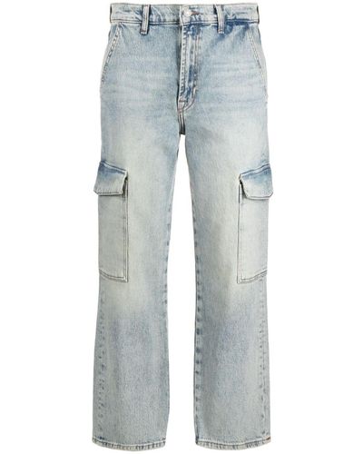 7 For All Mankind Logan Mid Waist Straight Jeans - Blauw