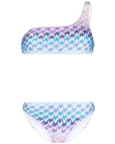 Missoni Asymmetrische Bikini Met Geborduurde Schelpen - Blauw