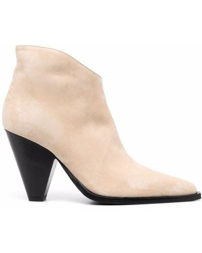 SCAROSSO Angy Pointed-toe Boots - Natural