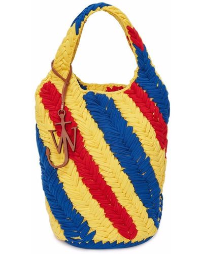 JW Anderson Striped Knitted Tote Bag - Blue