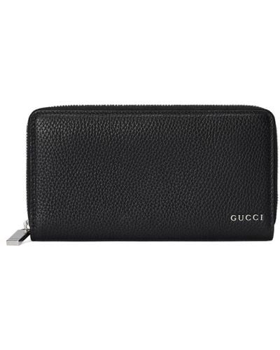 Gucci Leren Portemonnee Met Logo - Zwart