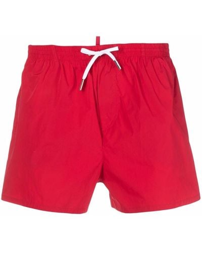 DSquared² Icon-print Drawstring Swim Shorts - Red