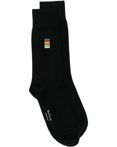 Paul Smith Signature Stripe-embroidered Socks - Black
