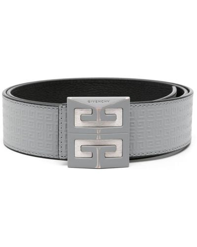 Givenchy 4g-embossed Leather Belt - Grey