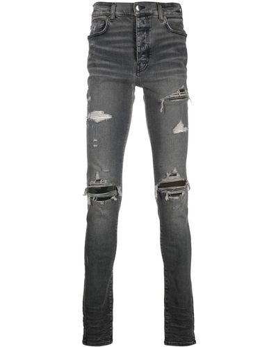 Amiri Distressed-effect Slim-fit Jeans - Grey