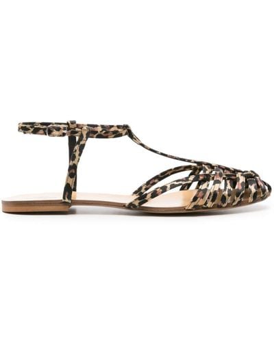 Anna F. Leopard-print satin sandals - Mehrfarbig