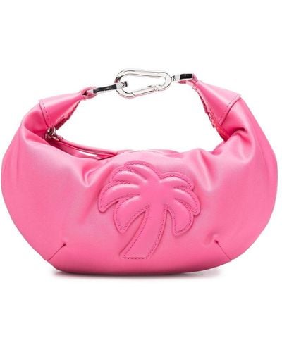 Palm Angels Schultertasche mit Logo-Schild - Pink