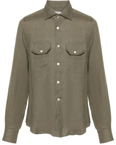 Kiton Classic-collar Linen Shirt - Green