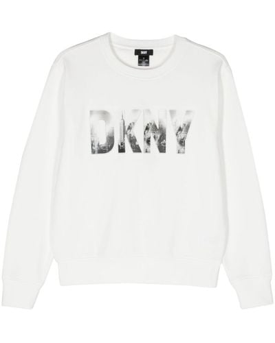 DKNY Skyline Sweatshirt mit Logo-Prägung - Weiß