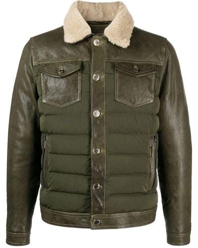 Moorer Paneled Padded Jacket - Green