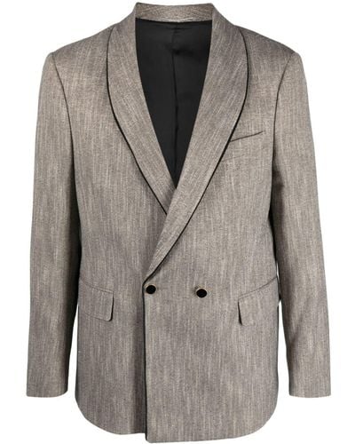 PT Torino Double-breasted Mélange Blazer - Grey
