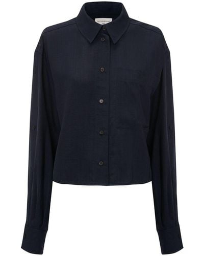Victoria Beckham Patch-pocket Cropped Shirt - Blue