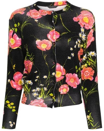 Balenciaga Cardigan mit Blumen-Print - Schwarz