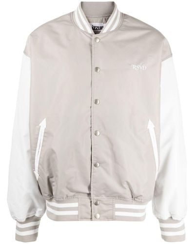 Izzue Text-embroidered Two-tone Design Bomber Jacket - White