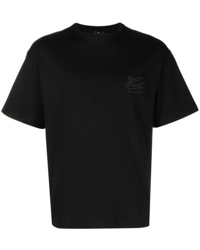 Etro Camiseta con bordado Pegaso - Negro