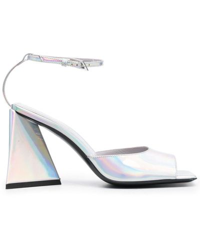 The Attico Piper Faux Patent Leather Heel Sandals - White