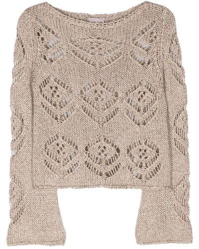 Liu Jo Sequinned Chunky-knit Sweater - Natural