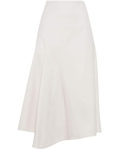 Brunello Cucinelli Asymmetric A-line Midi Skirt - White