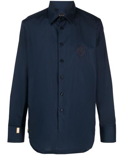 Billionaire Embroidered-motif Long-sleeve Shirt - Blue