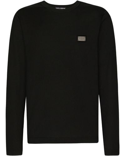 Dolce & Gabbana T-shirt a maniche lunghe con logo - Nero