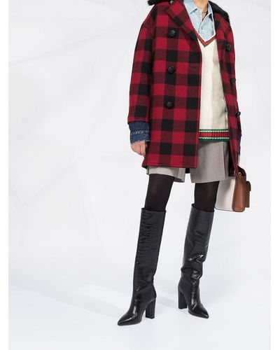 DSquared² Double-breasted Checked Coat - Red