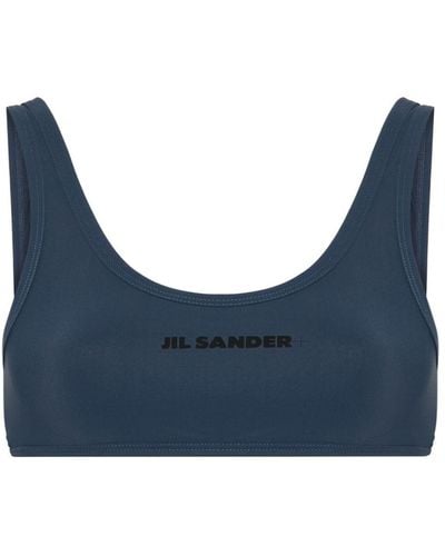 Jil Sander Haut de bikini à logo imprimé - Bleu