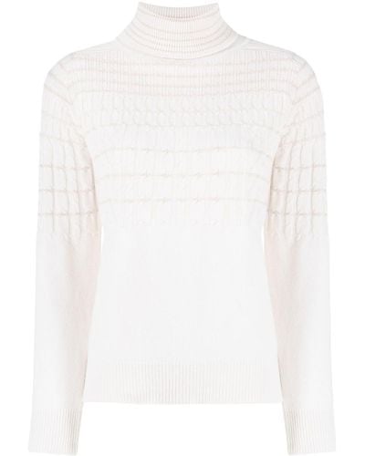 Barrie Roll Neck Cashmere Sweater - White