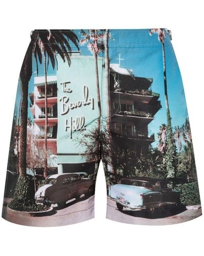 Orlebar Brown Bulldog Photographic Beverly Hills-print Swim Shorts - Blue