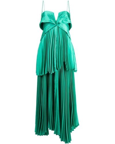 Acler Islington Pleated Satin Dress - Green