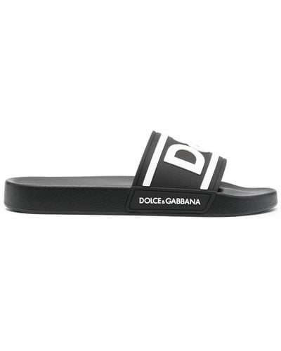 Dolce & Gabbana Pantoletten mit Logo-Print - Schwarz