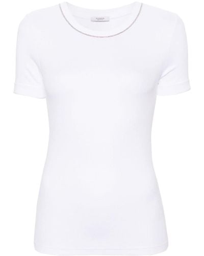 Peserico Camiseta de canalé fino con cadena - Blanco