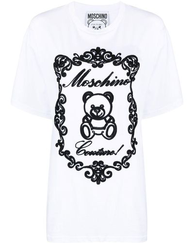 Moschino Camiseta con logo afelpado - Blanco