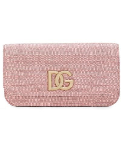 Dolce & Gabbana 3.5 ロゴプレート クラッチバッグ - ピンク