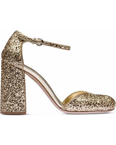 Miu Miu Glitter-embellished Court Shoes - Metallic