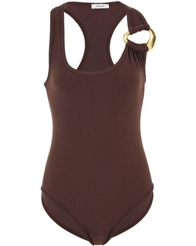 Ferragamo Ring-embellished Swimsuit - Brown